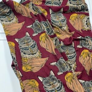 LulaRoe TC “OwlyCat” unique Leggings - Burgundy—All LulaRoe Buy 2 get 1 Free